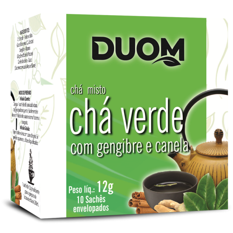 Chá Verde com Gengibre e Canela 10 sachês Duom