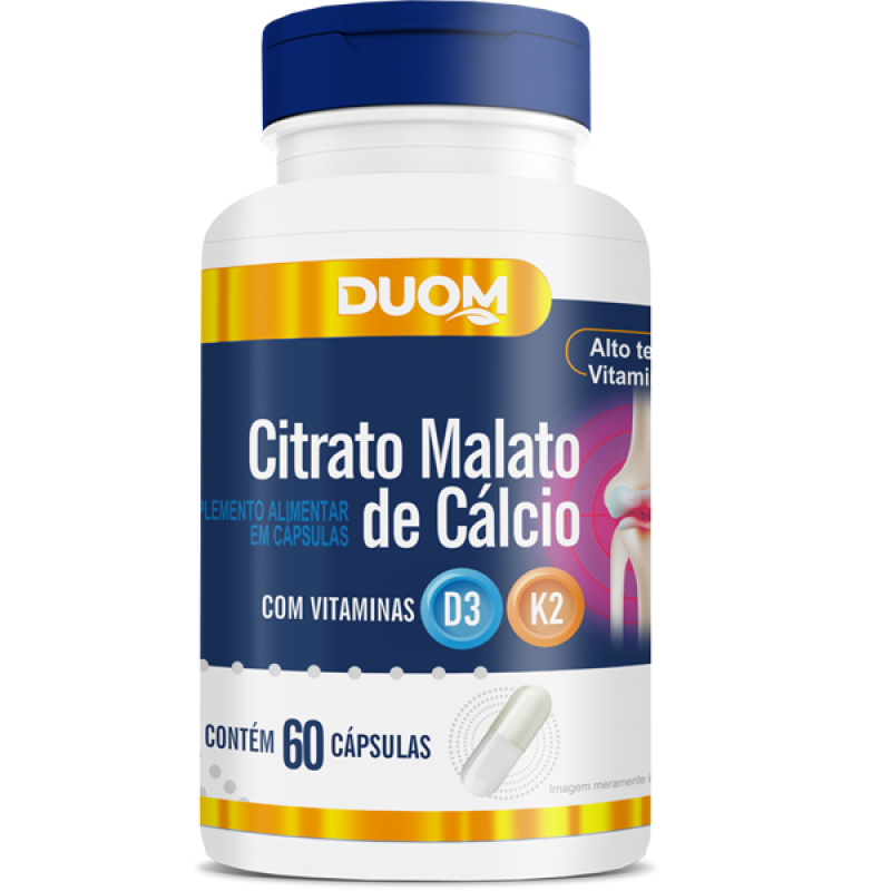 Citrato Malato de Cálcio com vitaminas D3 + K2 60 cápsulas