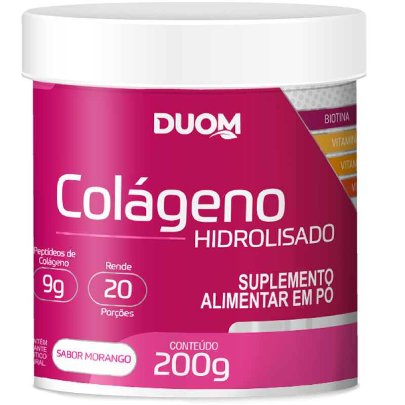 Colágeno Hidrolisado Sabor Morango 200g 